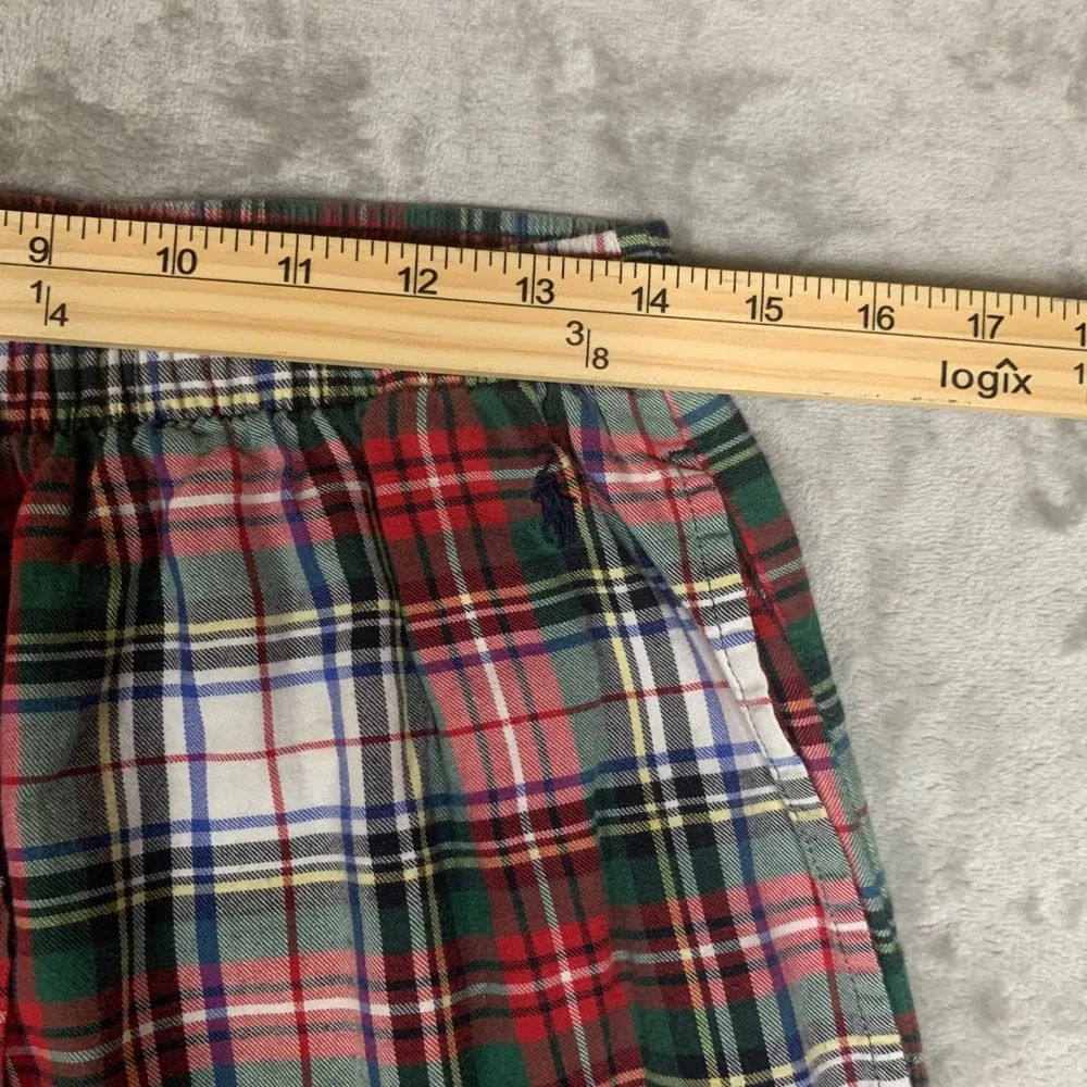 Polo Ralph Lauren Tartan Plaid Pajama Pants Mens M Red Green Cotton Pony Lounge